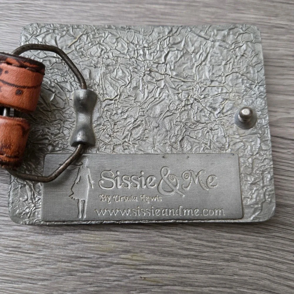 Sissie & Me Brown Leather Belt 32 Western Rodeo Turquoise Buckle Ursula Lewis